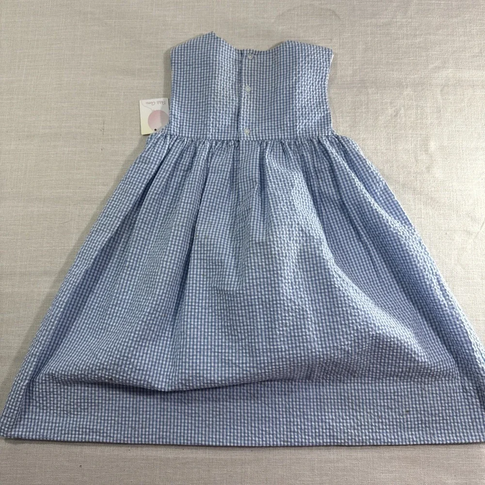 Petit Ami Dress Kids 4 Blue Gingham Seersucker Coastal Nautical Southern